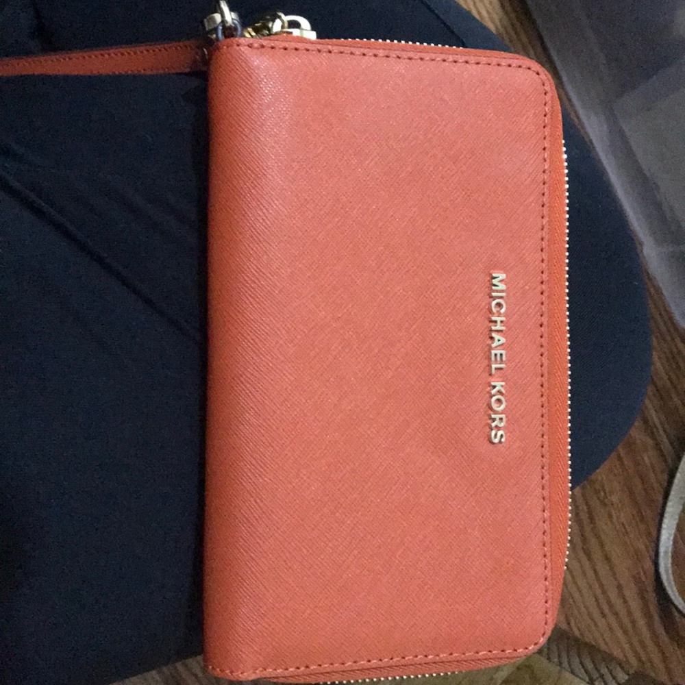 Orange Michael Kors large wallet
